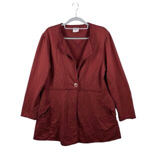 C.M.C. Color Me Cotton Women's Jacket Cardigan Sz L Red Maroon Made in USA